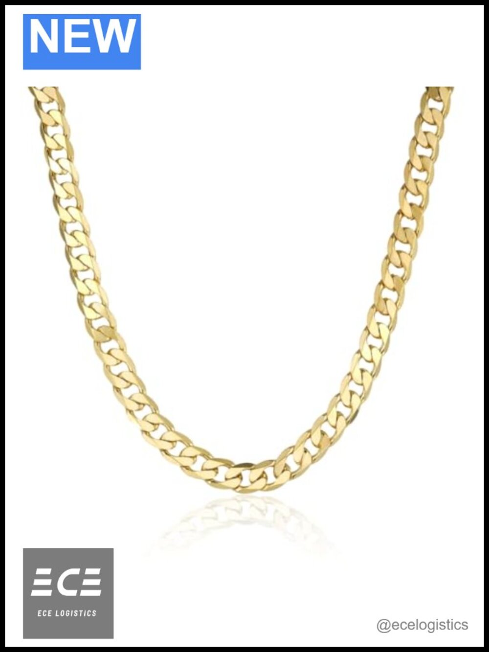 Gold Plated Cuban Curb Chain Necklace 24 Inch